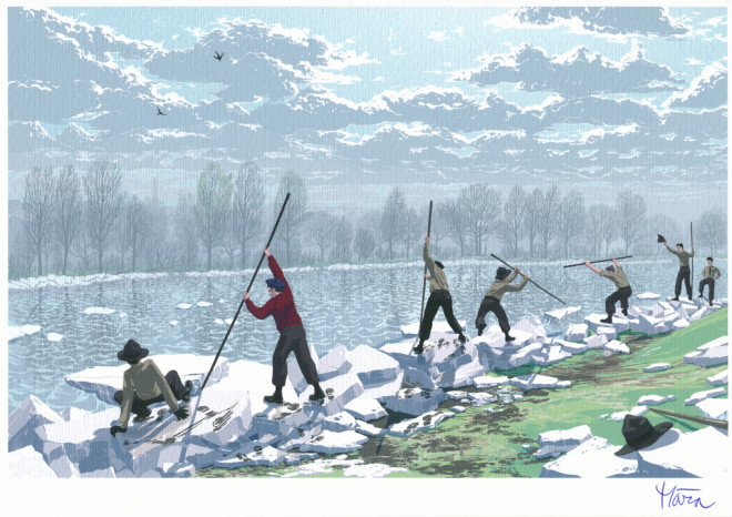 Ilustrace M. Pokorného  ke knize Pod junáckou vlajkou