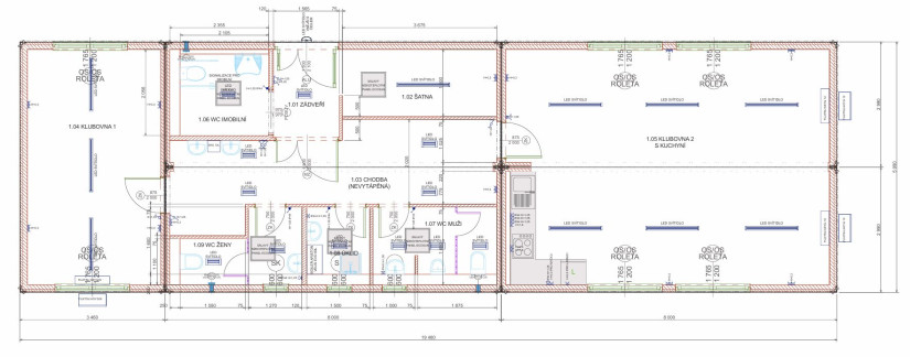Klubovna Koma - půdorys